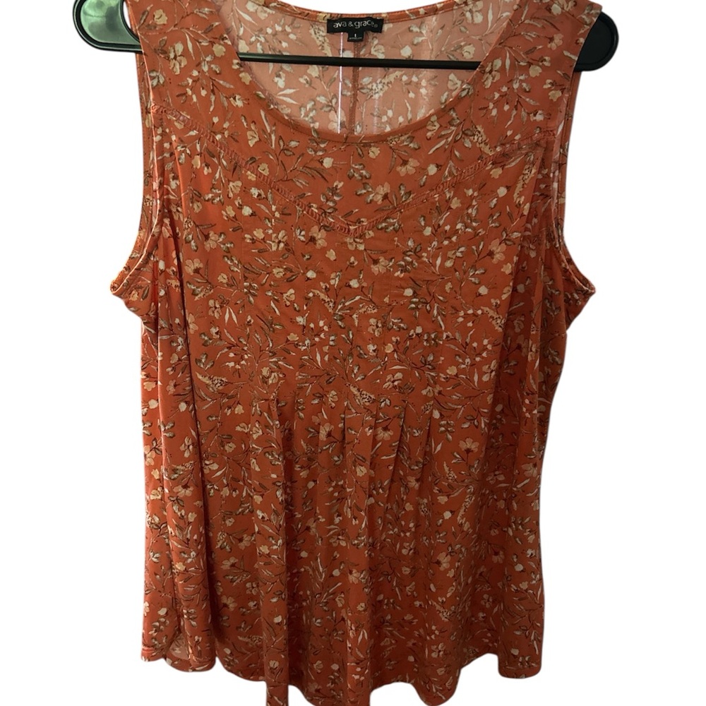 Orange Sleeveless Tank Top with light orange floral PTP 21 L 27